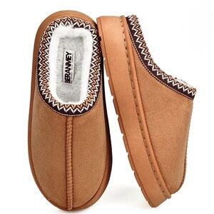 Beranmey Platform Brown Slippers Cozy Fuzzy Lining Women Sz 7-8  NEW